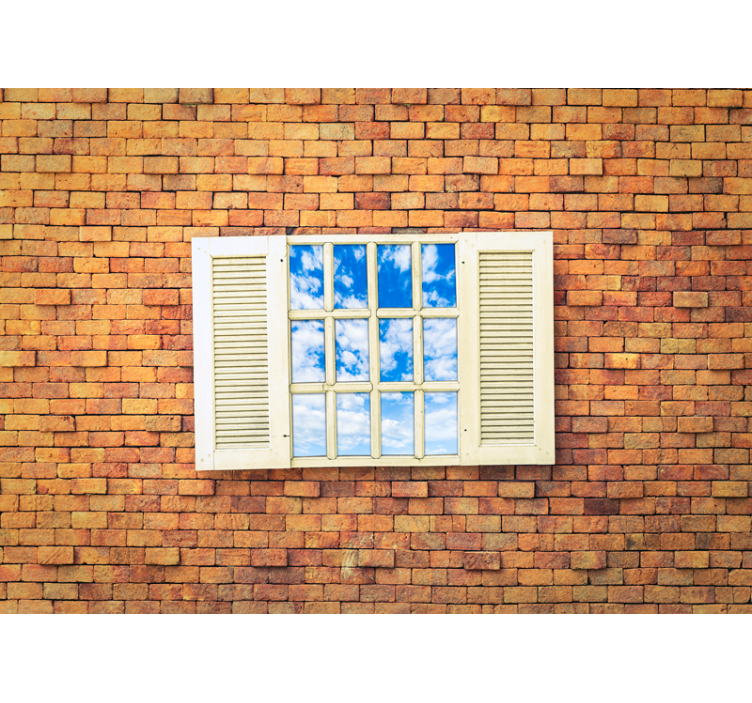 Fotobehang stenen open venster uitzicht - TenStickers