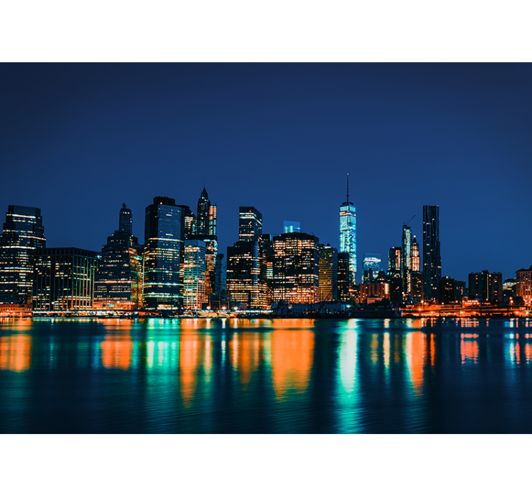 Foto behang new york skyline nacht - TenStickers