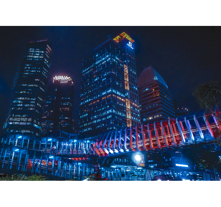 Fotobehang steden en landen moderne stad bij nacht - TenStickers