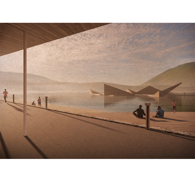 Fotobehang landschap rustige oeverperspectief - TenStickers