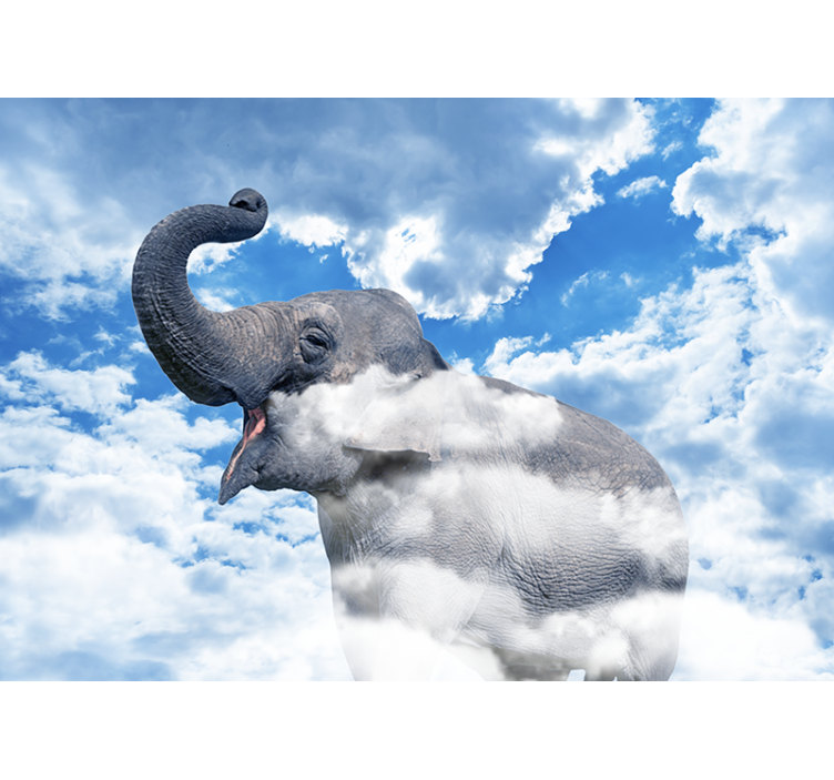 Foto behang diverse dieren olifant in wolken - TenStickers