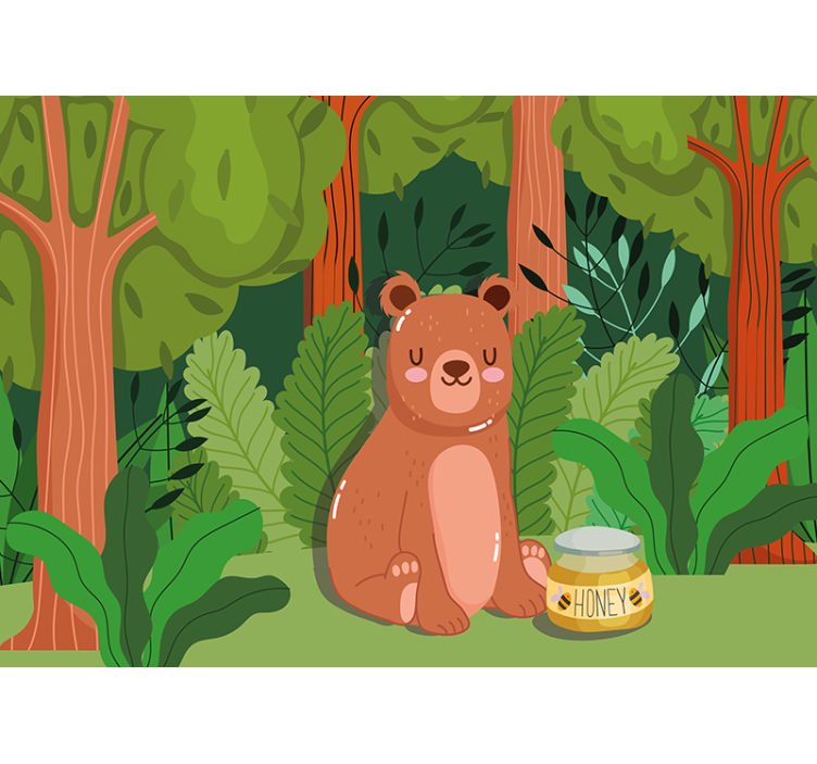 Foto behang kinderkamer schattige beer kunst - TenStickers