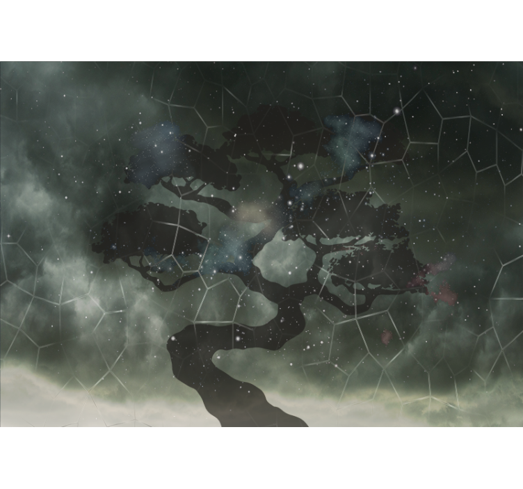 Foto behang ruimte sterrenboom silhouet - TenStickers