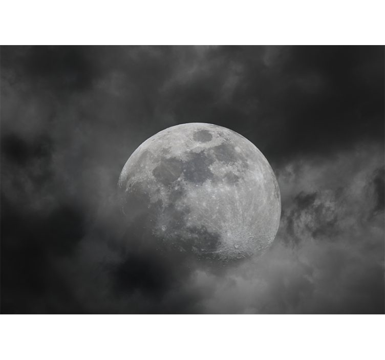 Foto behang ruimte luminous maansilhouet - TenStickers