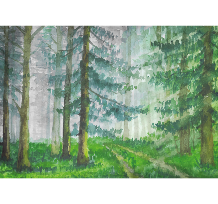 Behang bos pad in het bos detail - TenStickers