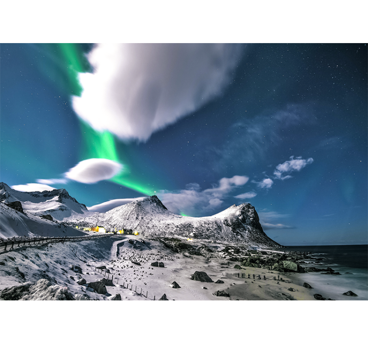 Fotobehang landschap aurora borealis perspectief - TenStickers