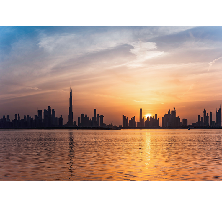 Fotobehang steden en landen dubai skyline zonsondergang - TenStickers