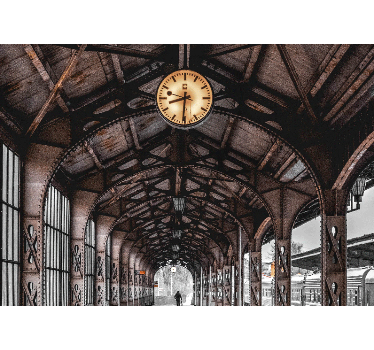 Fotobehang steden en landen klok station boog - TenStickers