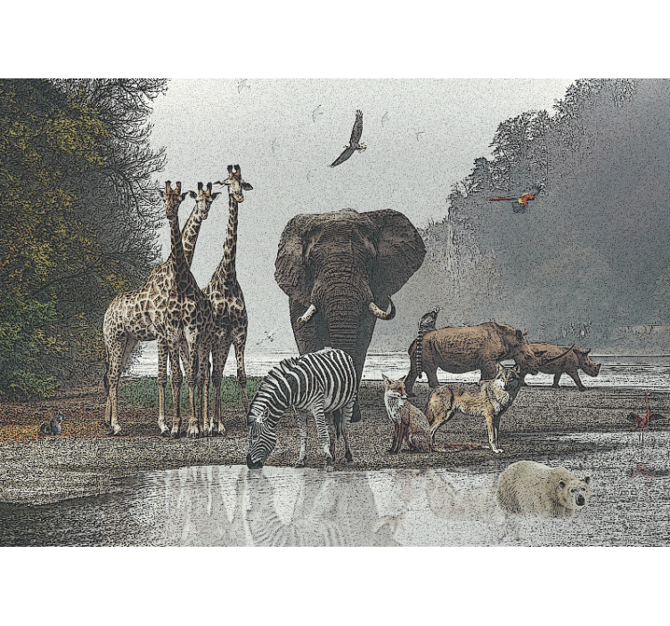 Foto behang jungle dierenverzamelingsscène - TenStickers