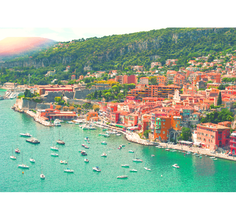 Fotobehang steden en landen zeezicht dorp perspectief - TenStickers