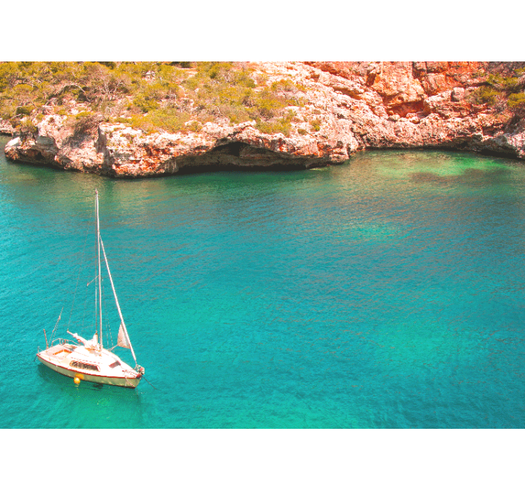Zeilboot oceaan fotobehang strand - TenStickers