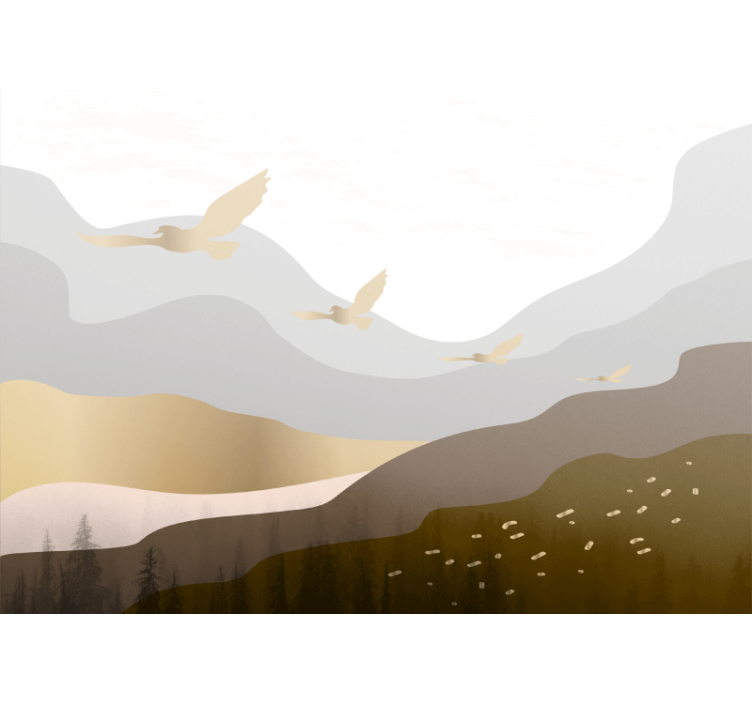 Fotobehang natuur vliegende vogels silhouetten - TenStickers