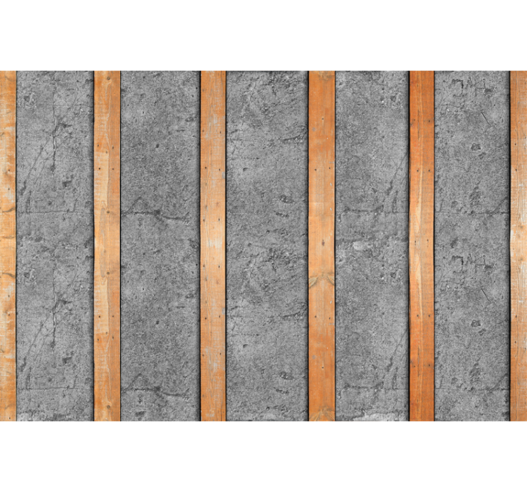 Houten planken op beton fotobehang hout - TenStickers