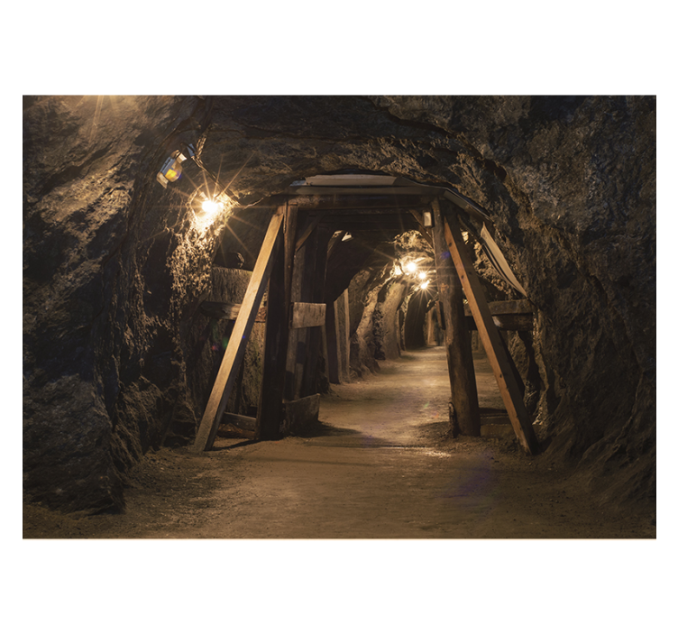 Oude houten goudmijn Fotobehang woonkamer - TenStickers