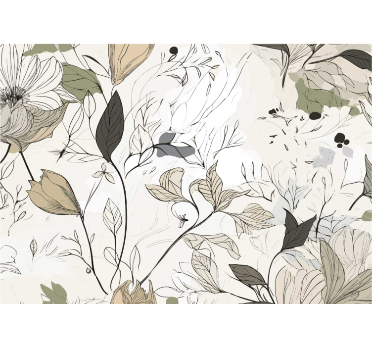 Bloemen tekenen Fotowand badkamer - TenStickers