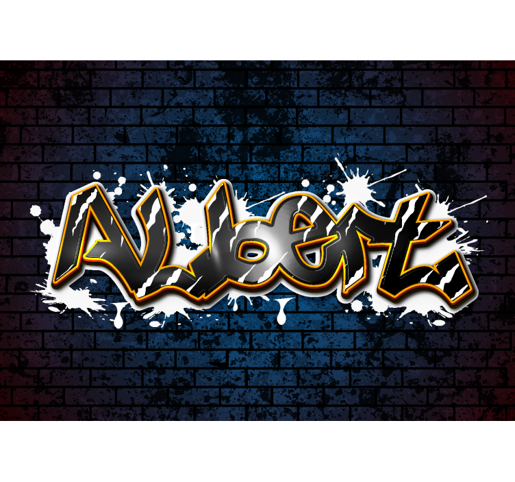 Bakstenen muur met naam fotobehang tienerkamer - TenStickers