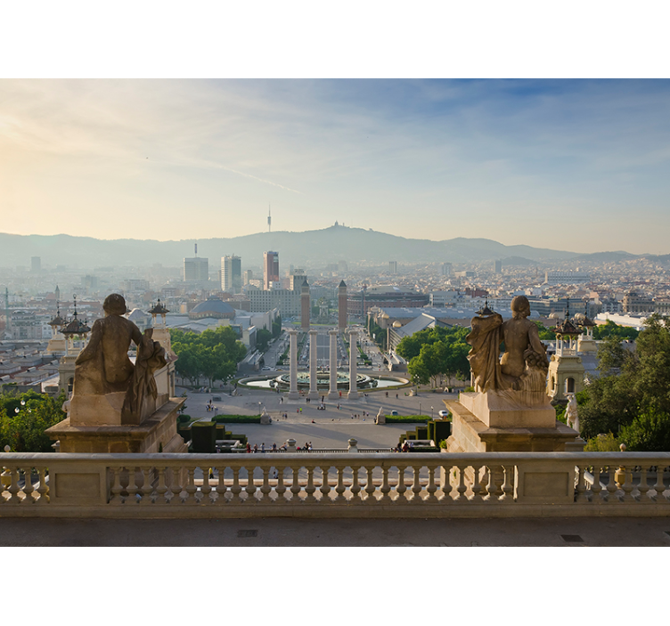Fotobehang barcelona panoramisch uitzicht - TenStickers