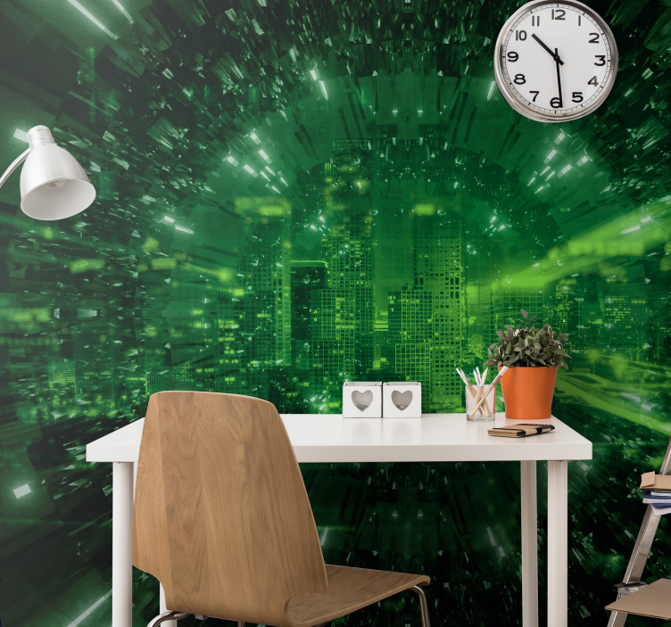 3d behang groene stad vortex - TenStickers