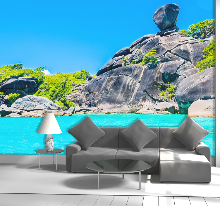 3d fotobehang Tropsich strand met palmboom - TenStickers