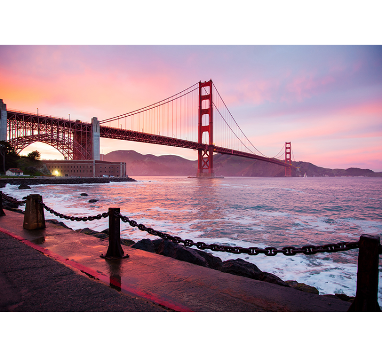 Fotobehang steden en landen golden gate zonsondergang - TenStickers