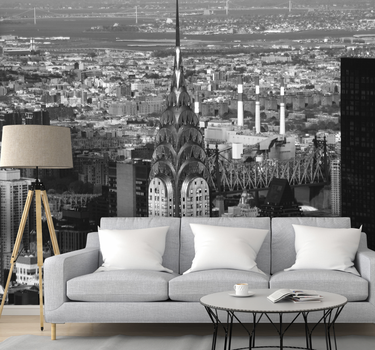 Skyline van chryslergebouw foto behang New York - TenStickers