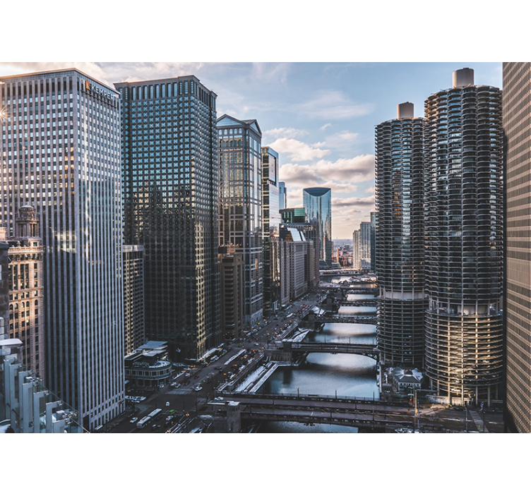 Fotobehang steden en landen chicago skyline uitzicht - TenStickers