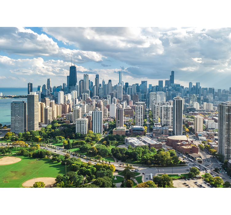 Skylines van chicago fotobehang steden en landen - TenStickers