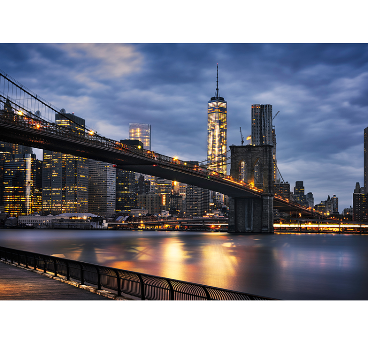 Skyline van brooklynbrug foto behang New York - TenStickers
