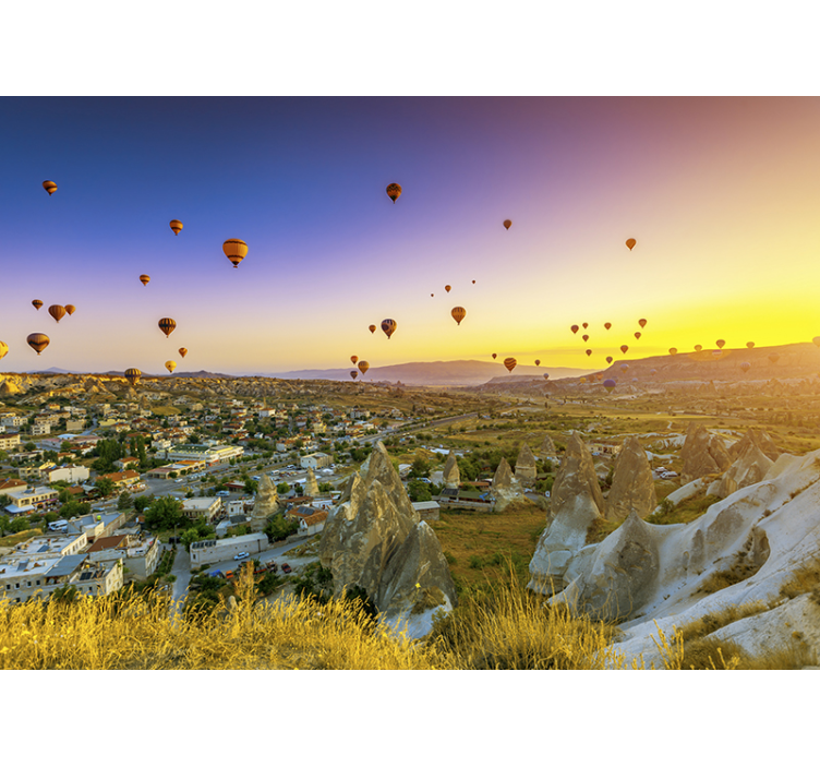 Fotobehang landschap luchtballonnen boven cappadocië - TenStickers