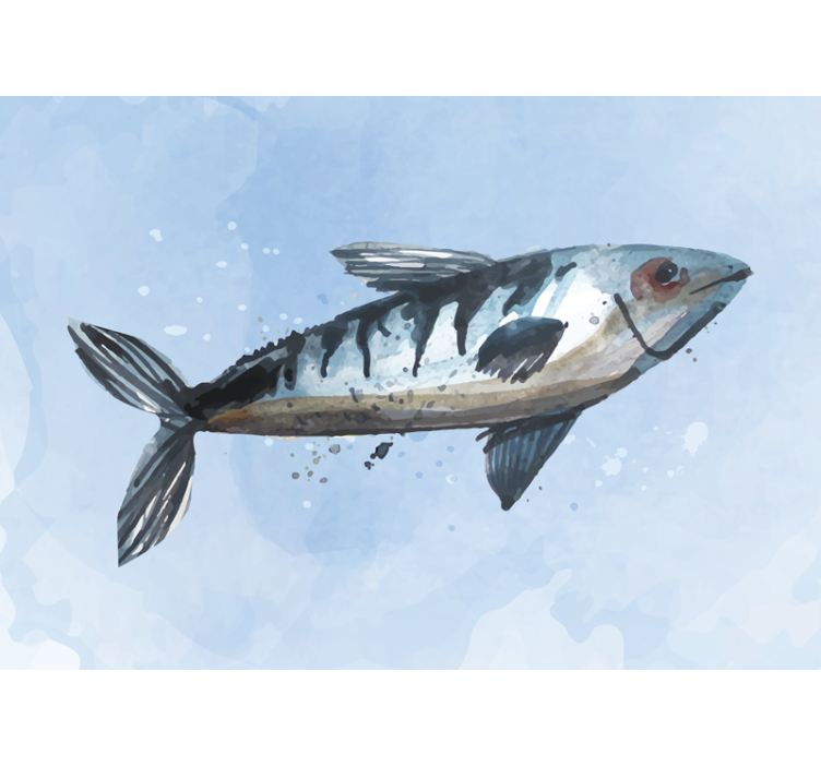 Fotobehang hoofd slaapkamer majestueuze vissen illustratie - TenStickers