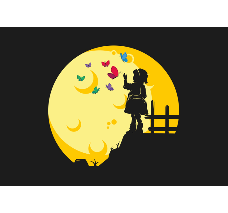 Babykamer fotobehang kind silhouet vlinders - TenStickers