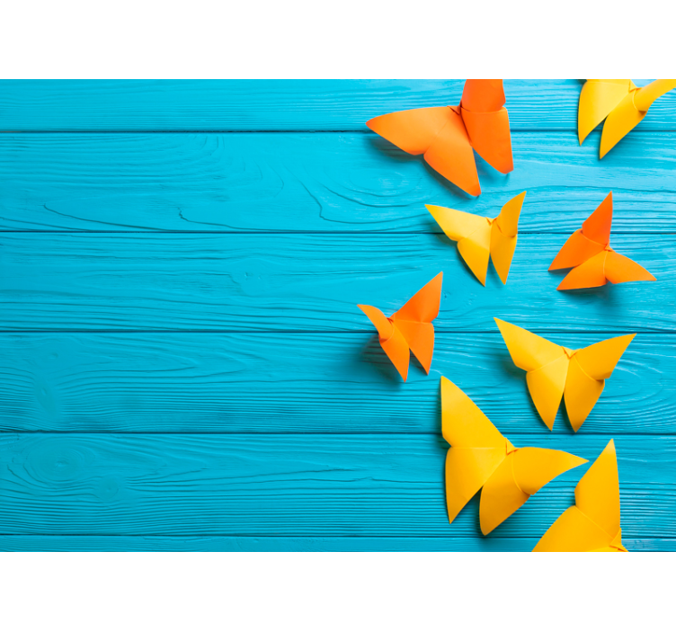 Kleurrijke papieren vlinders fotobehang houtlook - TenStickers