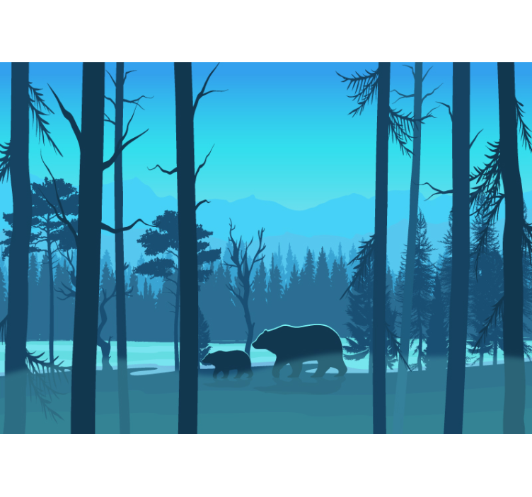 Fotobehang landschap bergen en beren - TenStickers