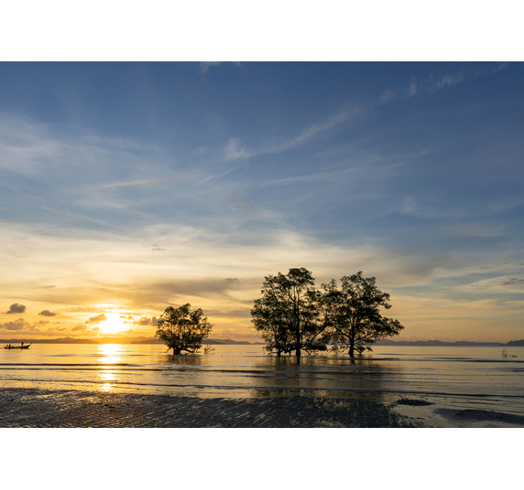 Serene zonsondergang fotobehang landschap - TenStickers