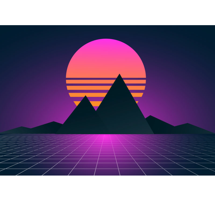 3d behang geometrische zonsondergang scène - TenStickers