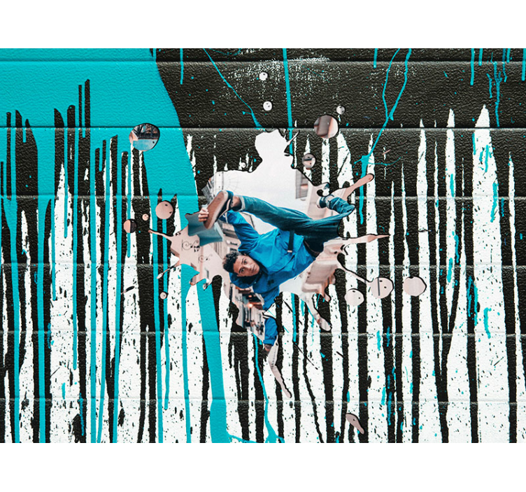 Graffiti fotobehang dynamische skateboarder actie - TenStickers