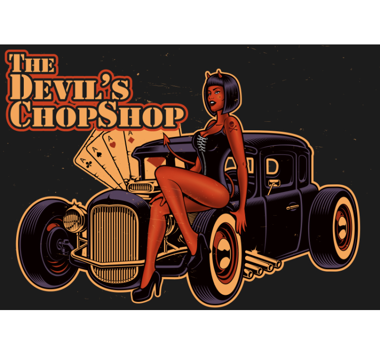 Duivels chop shop retro fotobehang - TenStickers