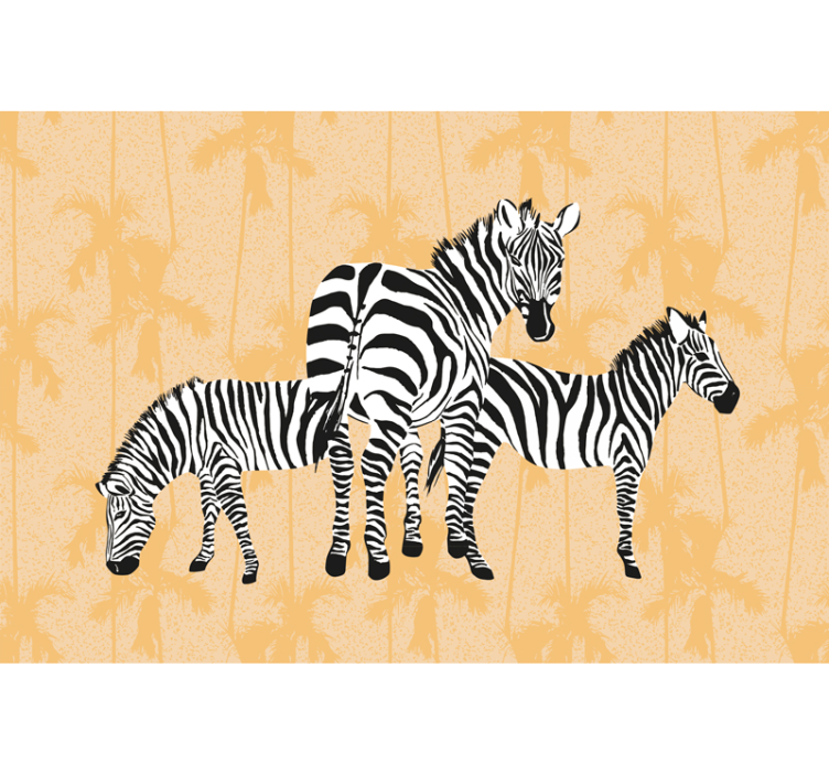 Gestileerd zebra trio fotobehang dieren - TenStickers