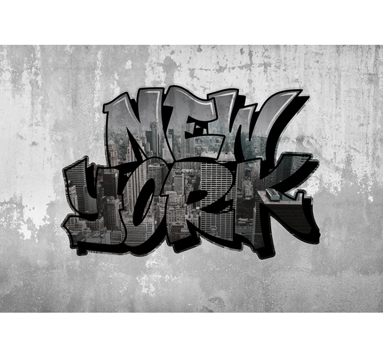 Fotobehang New York Graffiti met uitzicht stad - TenStickers