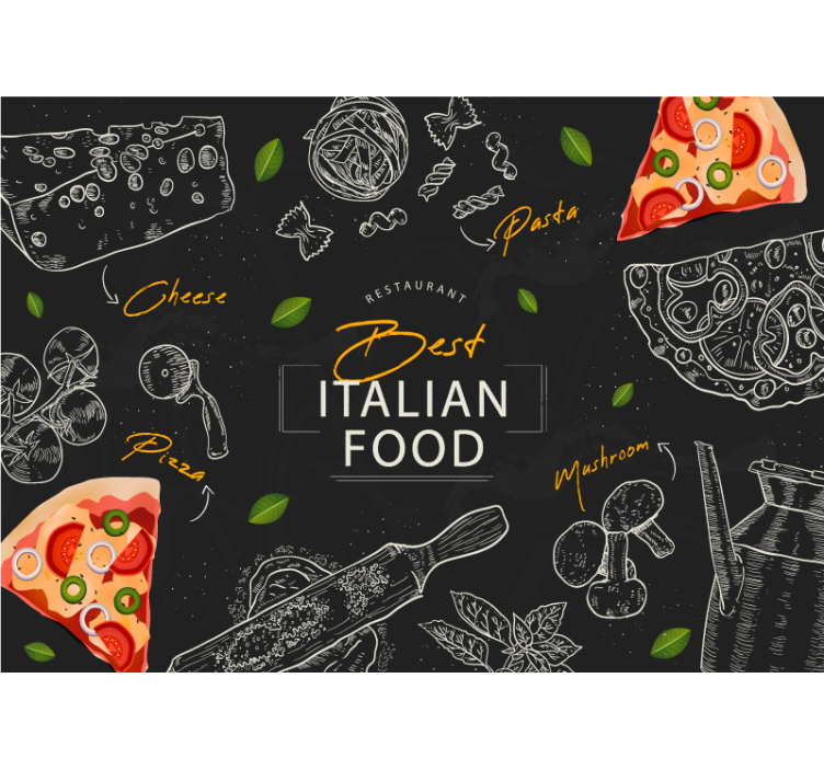 Fotobehang muziek italiaanse culinaire geneugten - TenStickers