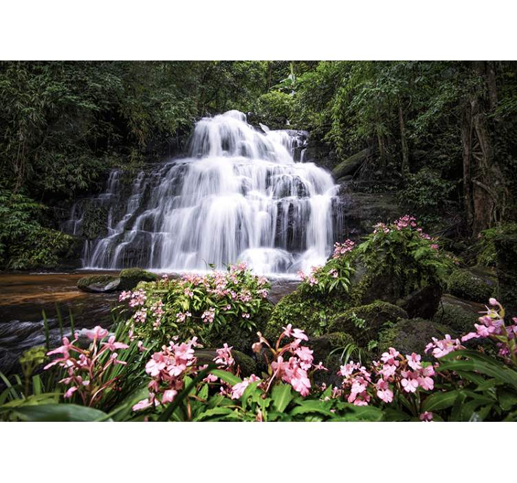 Fotobehang natuur weelderig waterval landschap - TenStickers