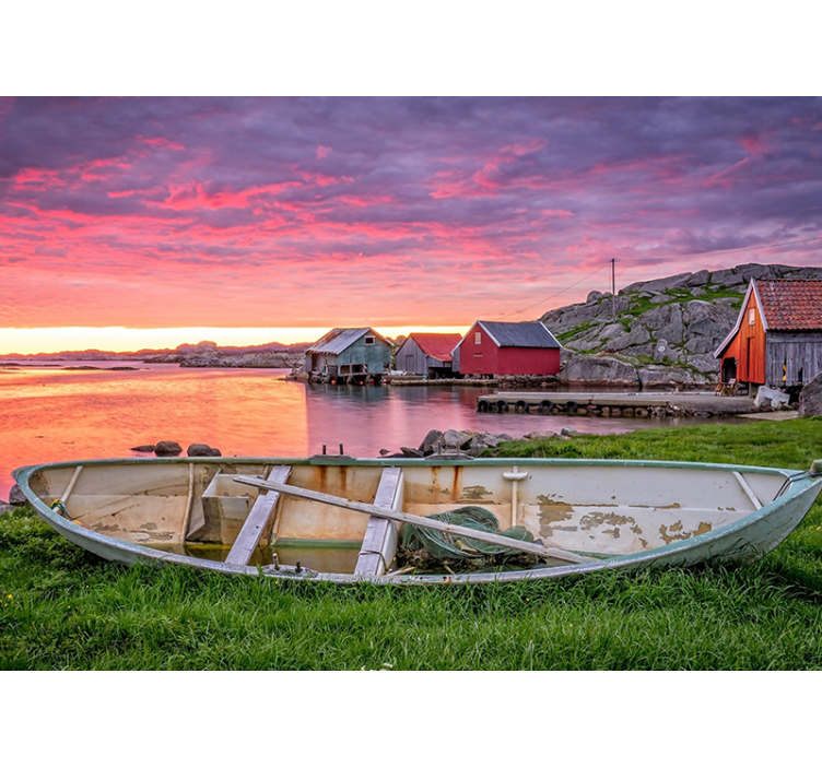 Fotobehang landschap schilderachtig kustdorp - TenStickers