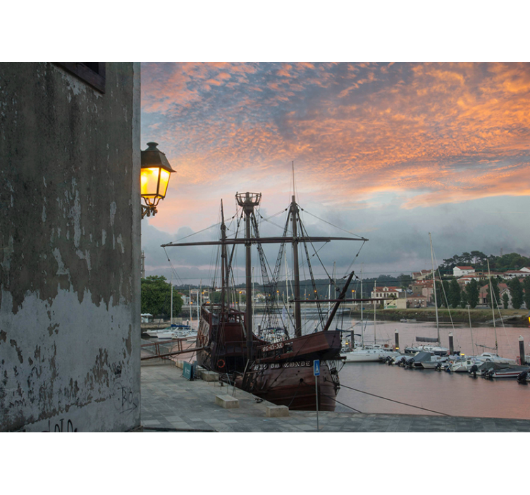 Historische scheepshaven fotobehang steden en landen - TenStickers