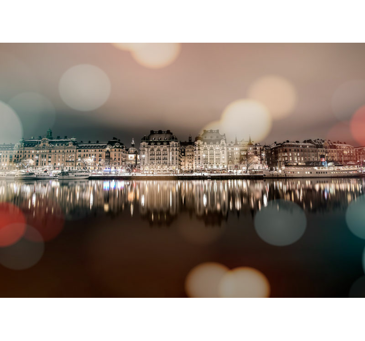 Schilderachtige stadsreflectie fotobehang steden en landen - TenStickers