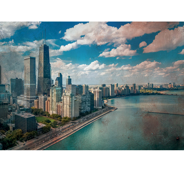 Fotobehang steden en landen chicago skyline perspectief - TenStickers
