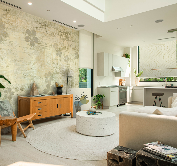 Delicate bloemenpatronen fotobehang woonkamer - TenStickers