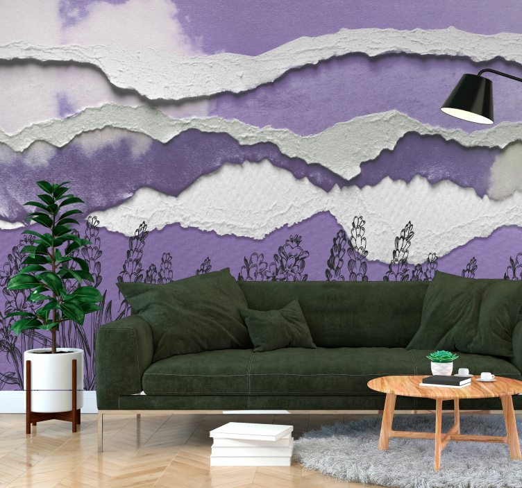 Fotobehang lavendel veld abstract - TenStickers