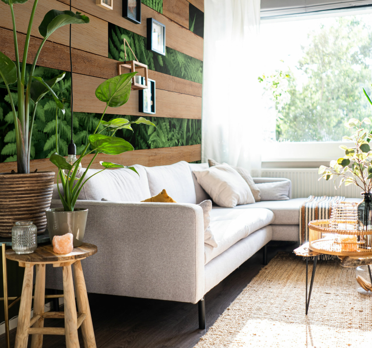 Muurplanten fotobehang hout - TenStickers