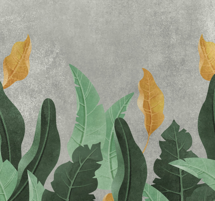 Planten op beton Fotobehang woonkamer - TenStickers