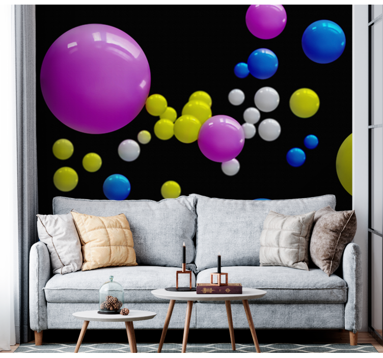 Abstract fotobehang vloeiende kleurrijke bollen - TenStickers
